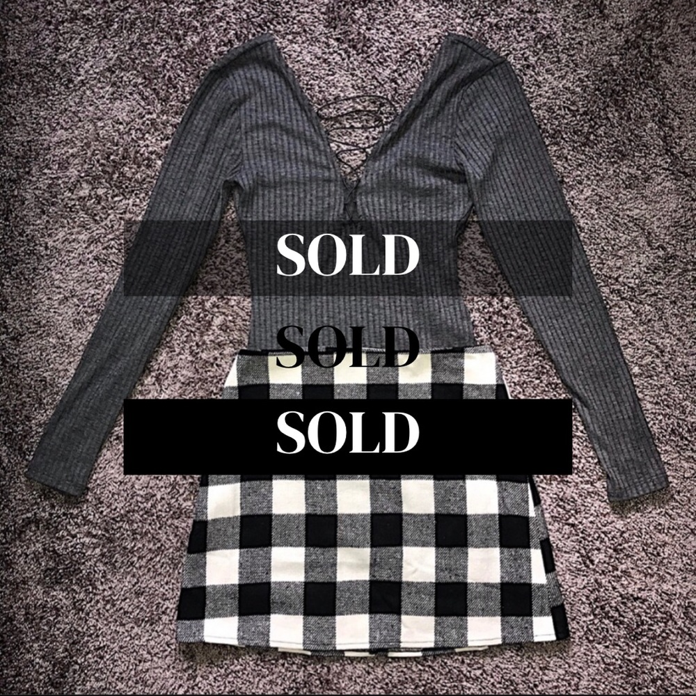 ⛔️SOLD⛔️Ribbed Lace Up Bodysuit